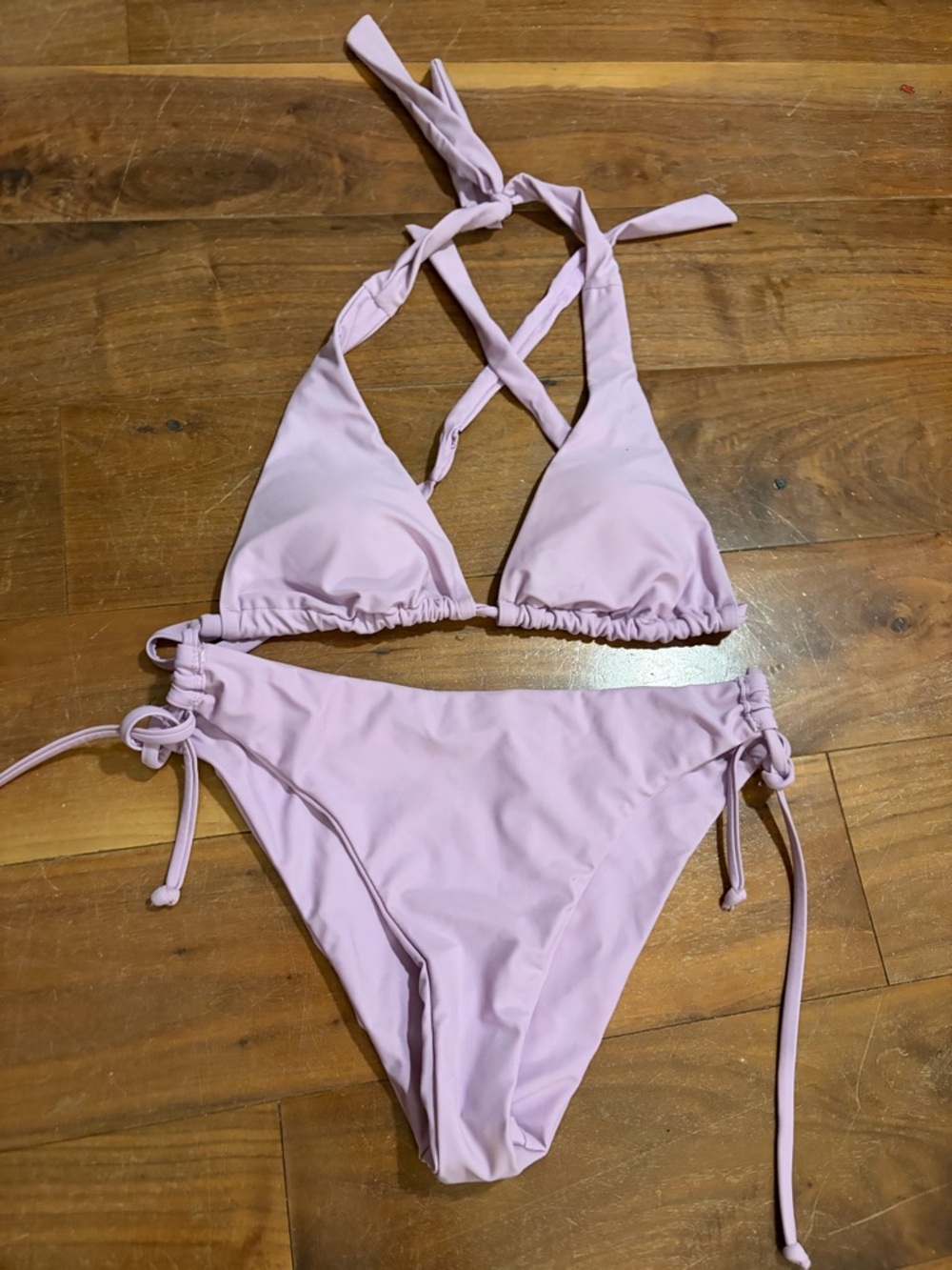 Light Purple Tie-Side Triangle Bikini Set